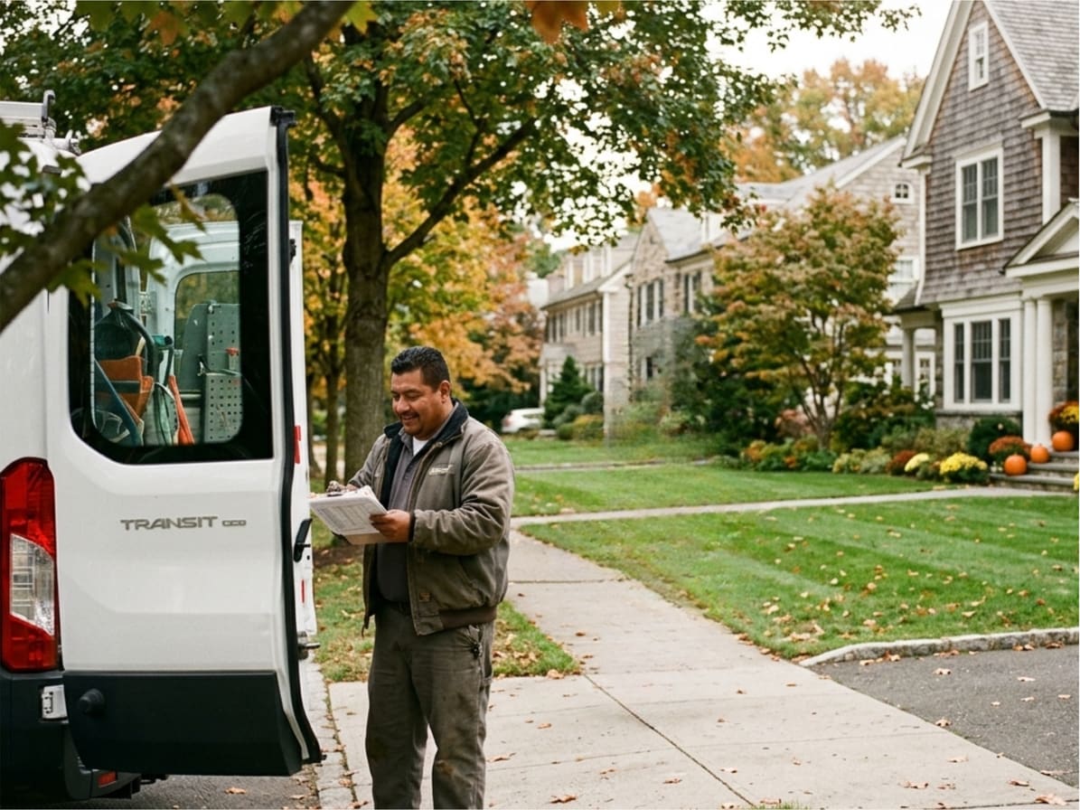 A1 Pro Handyman service van on-site in a Westchester suburb