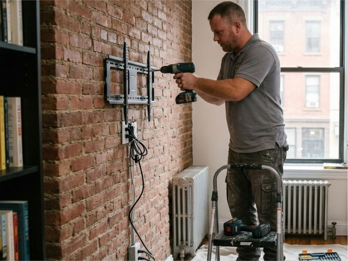 A1 Pro Handyman mounting a TV on the wall