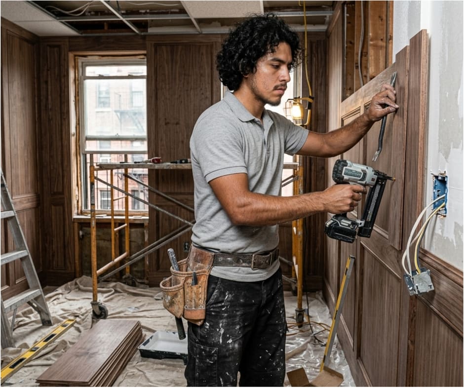 A1 Pro Handyman technician patching drywall
